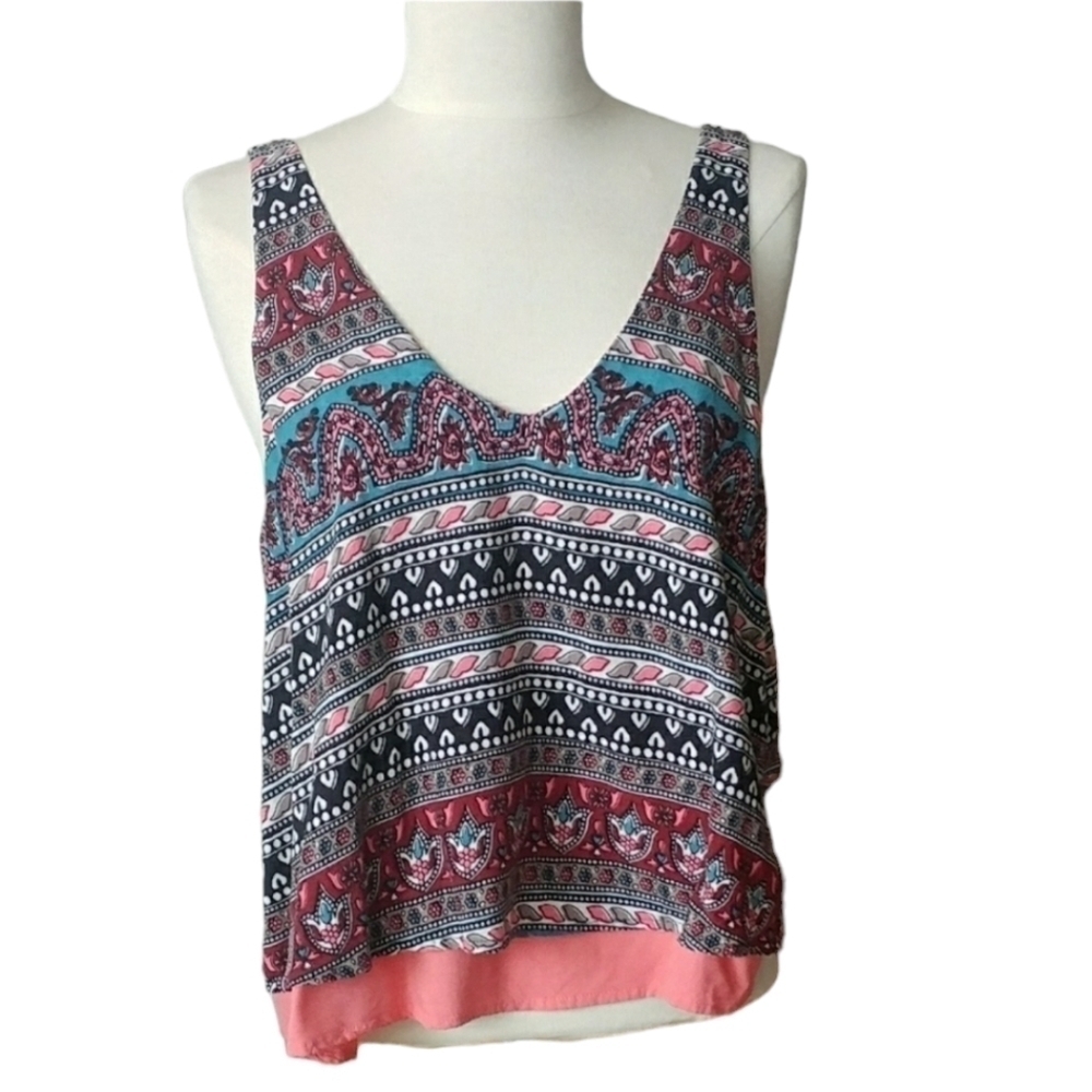 Hollister Flowy Boho Tribal Print Cropped Tank